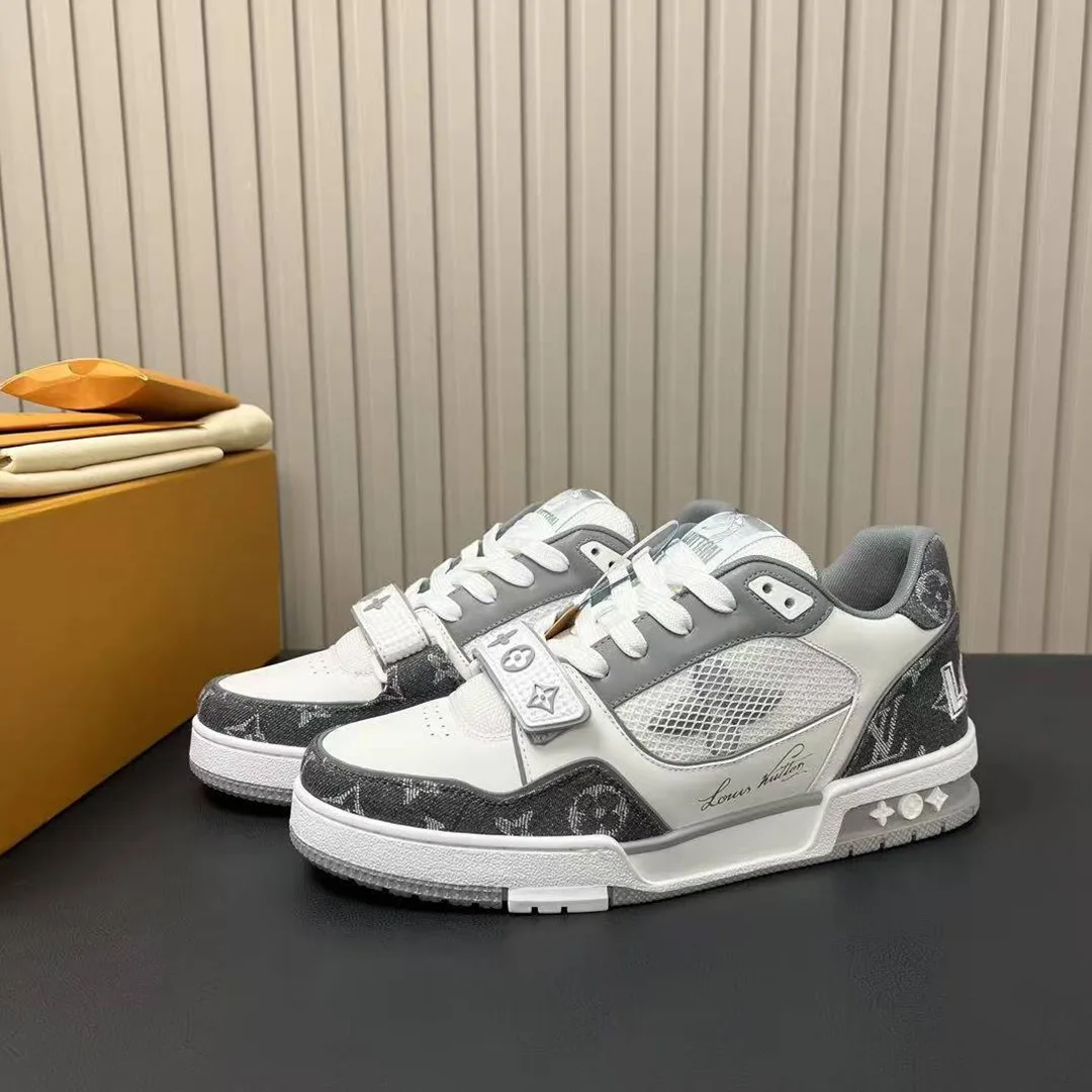 1ADF0U L.V Trainer Sneaker Monogram Denim and Technical Mesh