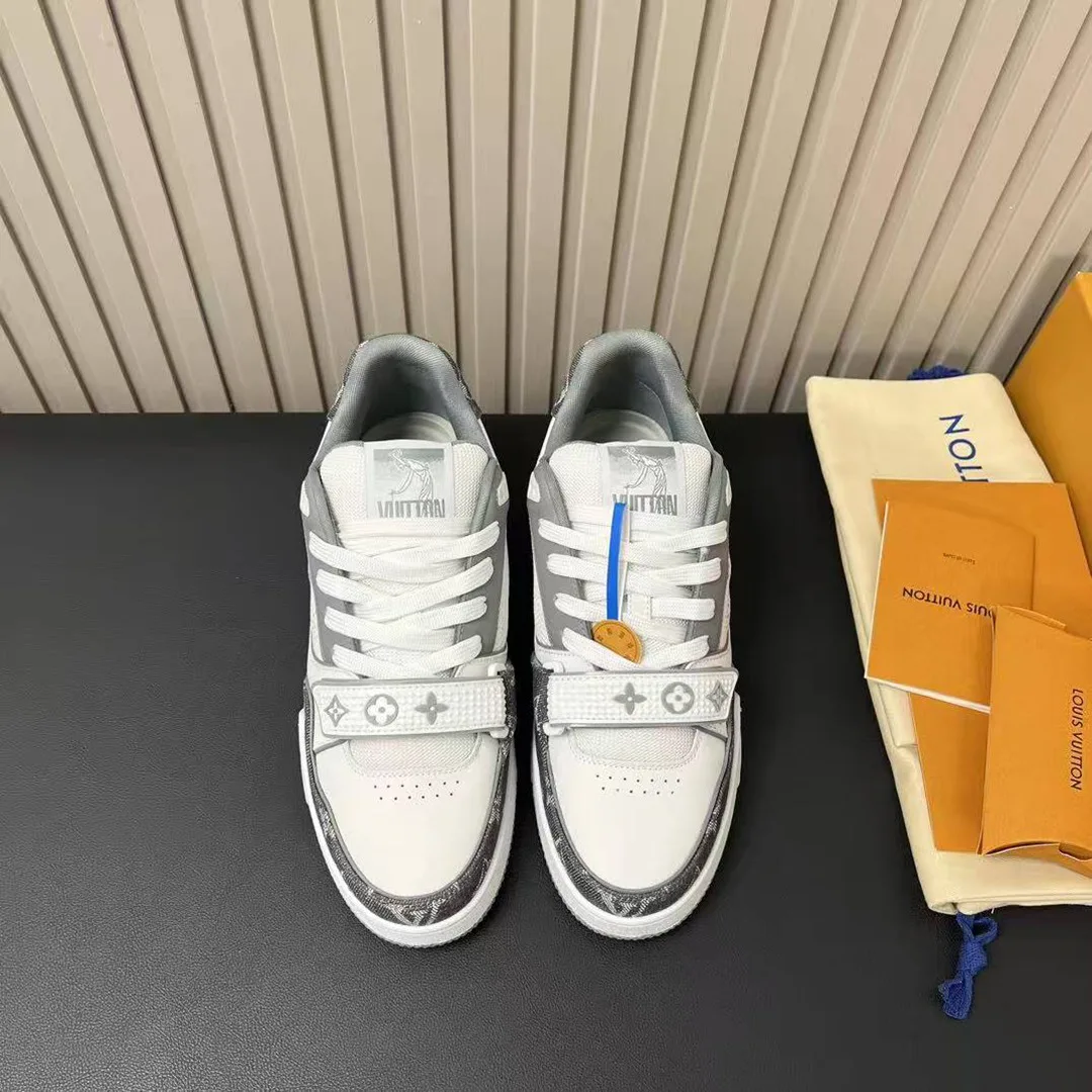 1ADF0U L.V Trainer Sneaker Monogram Denim and Technical Mesh
