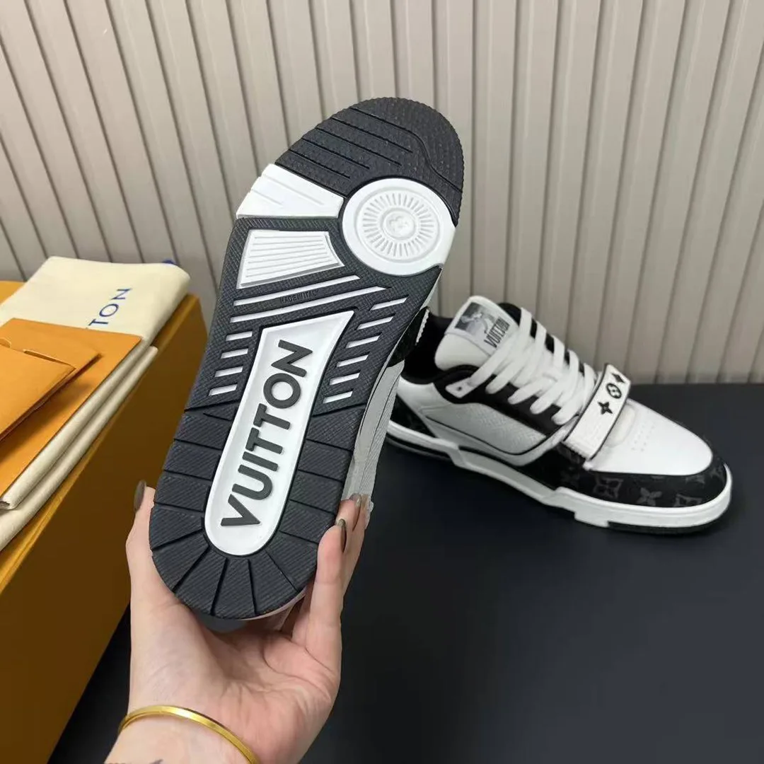 1ABOD3 L.V Trainer Sneaker Monogram Denim and Technical Mesh