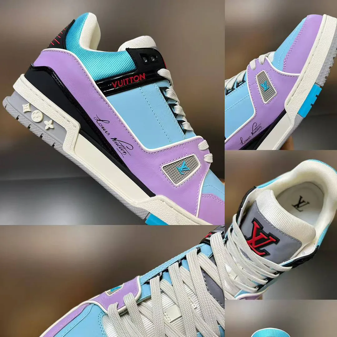 1ACFLU L.V Trainer Sneaker Vintage-effect Calf Leather