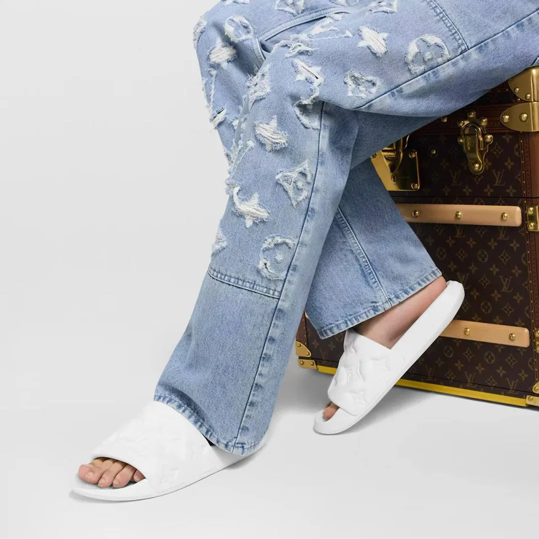 1A9FKB L.V Waterfront Mule Monogram Embossed Rubber