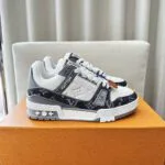 1AHOUD L.V Trainer Sneaker Calf Leather and Monogram Denim - 1AC2A7 2 1AHOUD L.V Trainer Sneaker Calf Leather and Monogram Denim