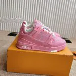 1AHWP8 L.V Trainer Sneaker Calf Leather and Monogram Denim - 1AC2AO 1 1AHWP8 L.V Trainer Sneaker Calf Leather and Monogram Denim