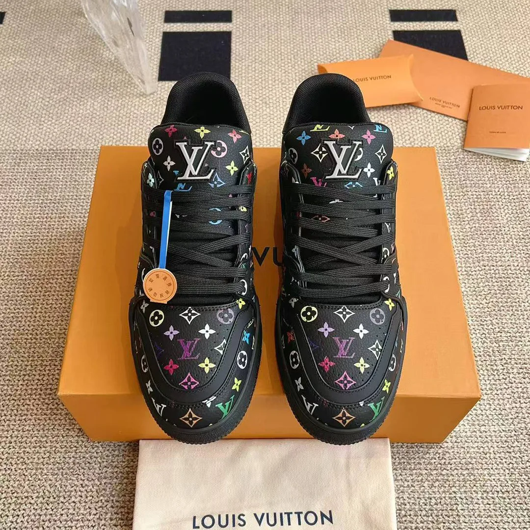 1AGZE3 L.V x TM L.V Trainer Sneaker Murakami Multicolored Monogram Grained Calf Leather