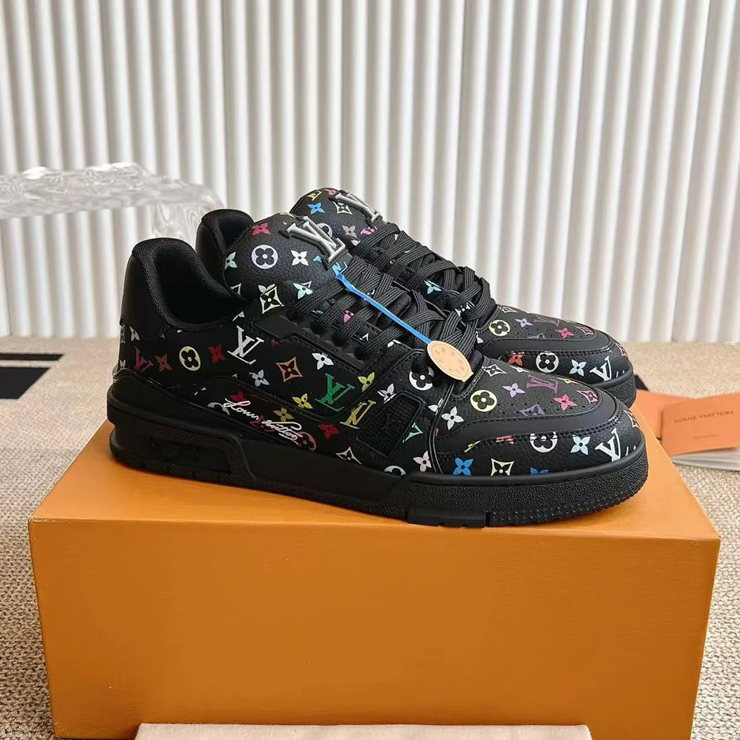 1AGZE3 L.V x TM L.V Trainer Sneaker Murakami Multicolored Monogram Grained Calf Leather