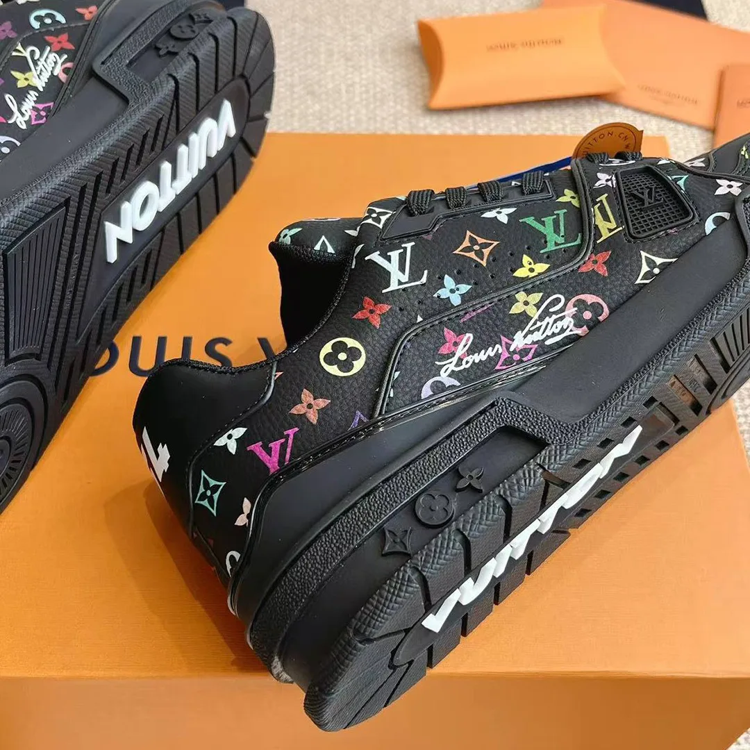 1AGZE3 L.V x TM L.V Trainer Sneaker Murakami Multicolored Monogram Grained Calf Leather