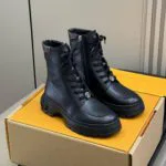 1AICA2 Squad Lace-up Ankle Boot Plain Calf Leather Monogram Canvas - 1AICWO 2 1AICA2 Squad Lace-up Ankle Boot Plain Calf Leather Monogram Canvas