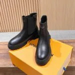 1AICWO L.V Squad Chelsea Ankle Boot Plain Calf Leather Monogram Canvas - 1A4XY1 2 1AICWO L.V Squad Chelsea Ankle Boot Plain Calf Leather Monogram Canvas