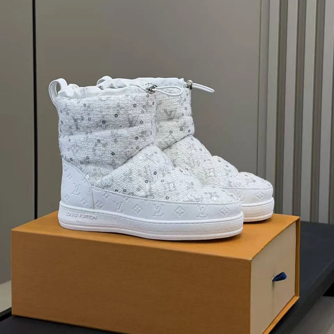 1AIV95 L.V Cloud Ankle Boot Sneaker Monogram Tweed