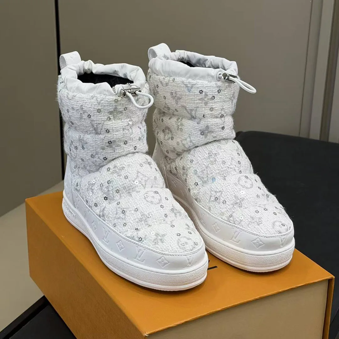 1AIV95 L.V Cloud Ankle Boot Sneaker Monogram Tweed