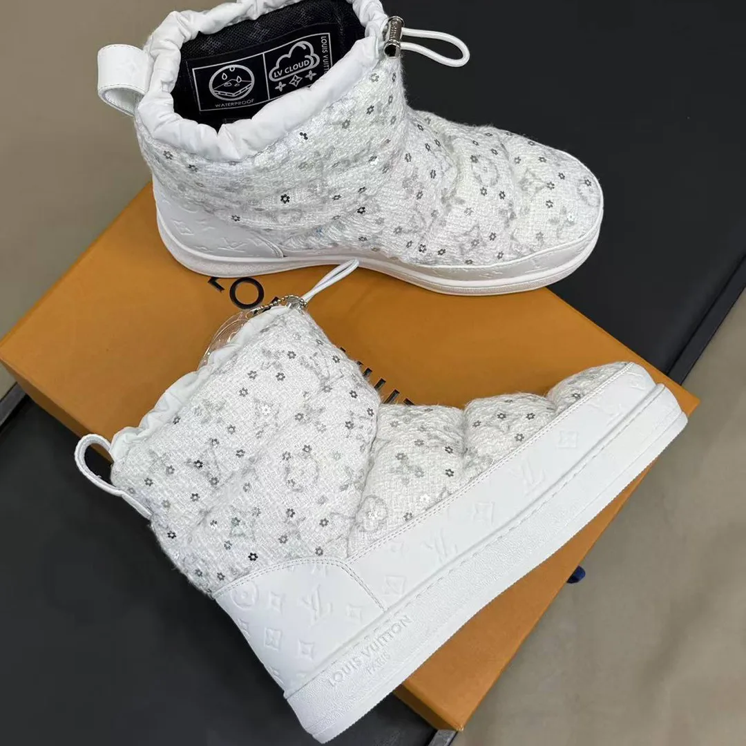 1AIV95 L.V Cloud Ankle Boot Sneaker Monogram Tweed