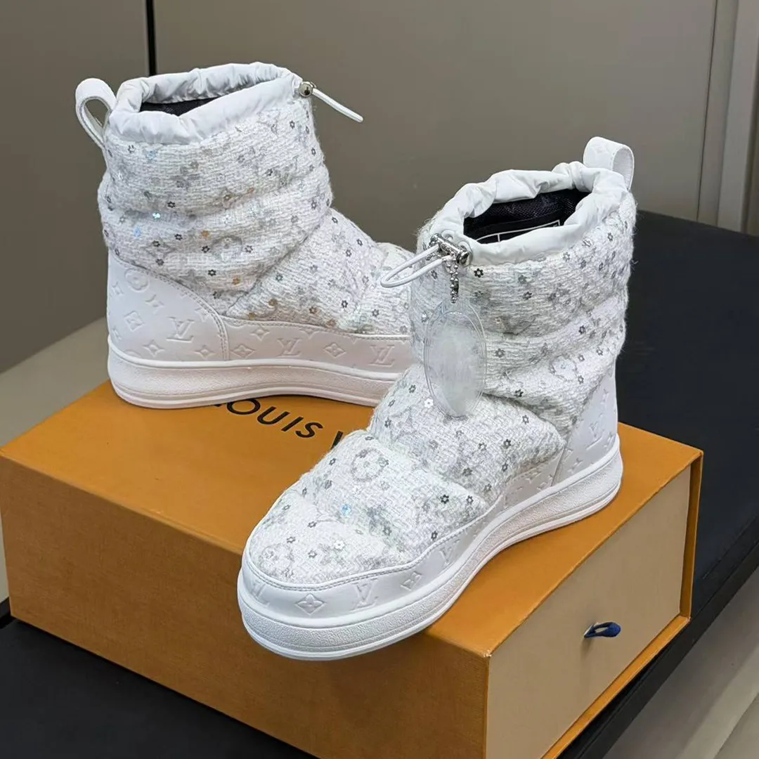 1AIV95 L.V Cloud Ankle Boot Sneaker Monogram Tweed