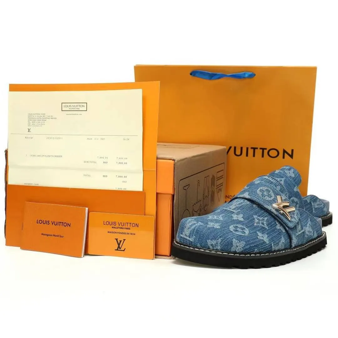 1AGVOO L.V Cosy Comfort Mule Monogram Denim