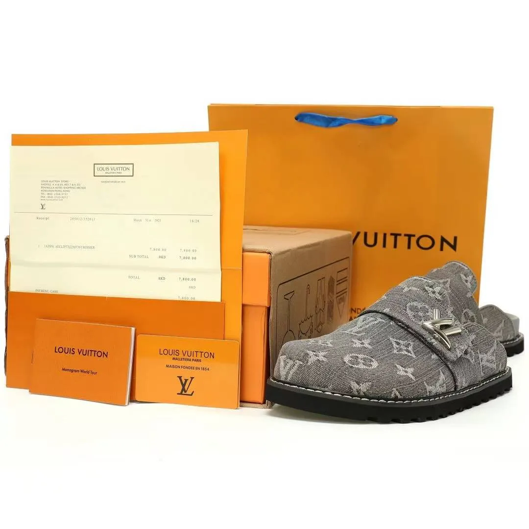 1AGVP3 L.V Cosy Comfort Mule Monogram Denim