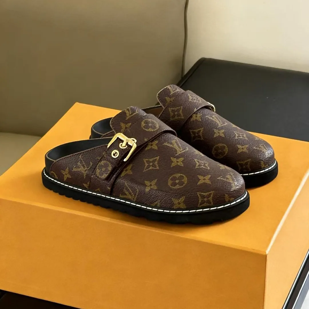 1AAW6Q L.V Cosy Flat Comfort Mule Patent Monogram Canvas