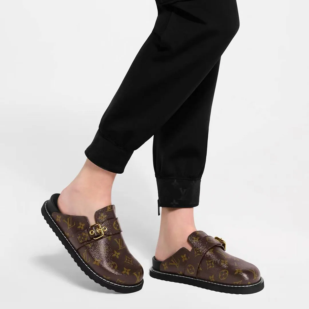 1AAW6Q L.V Cosy Flat Comfort Mule Patent Monogram Canvas