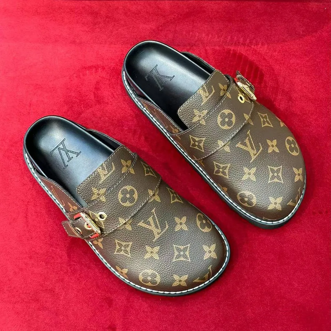 1AAW6Q L.V Cosy Flat Comfort Mule Patent Monogram Canvas