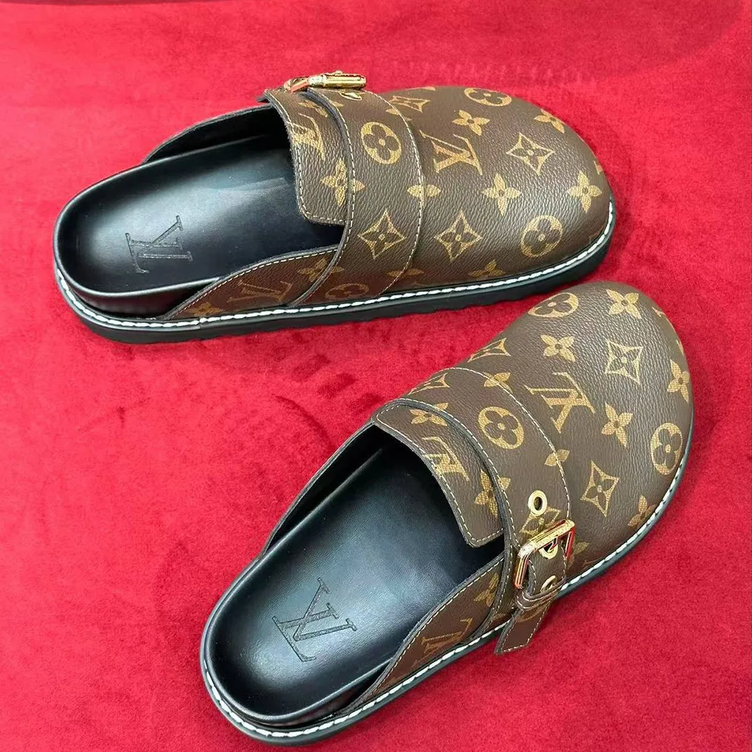 1AAW6Q L.V Cosy Flat Comfort Mule Patent Monogram Canvas