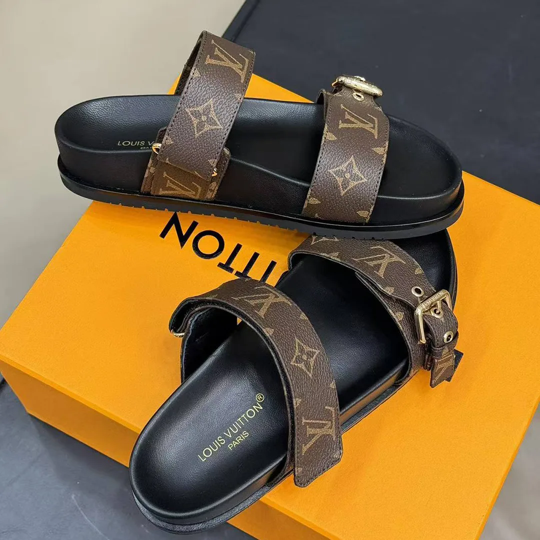 1AAW8H Bom Dia Flat Comfort Mule Patent Monogram Canvas