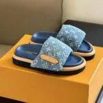 1AGUZN Pool Pillow Flat Comfort Mule Monogram Denim - 1AAEBX 2 1AGUZN Pool Pillow Flat Comfort Mule Monogram Denim