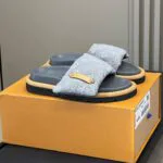 1AGUZX Pool Pillow Flat Comfort Mule Monogram Denim - 1AGUZD 2 1AGUZX Pool Pillow Flat Comfort Mule Monogram Denim