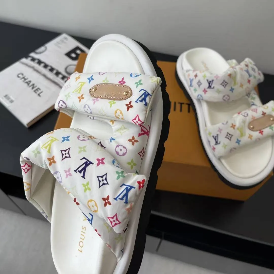 1AJNEW L.V x TM Pool Pillow Comfort Mule Monogram Multicolore Nylon