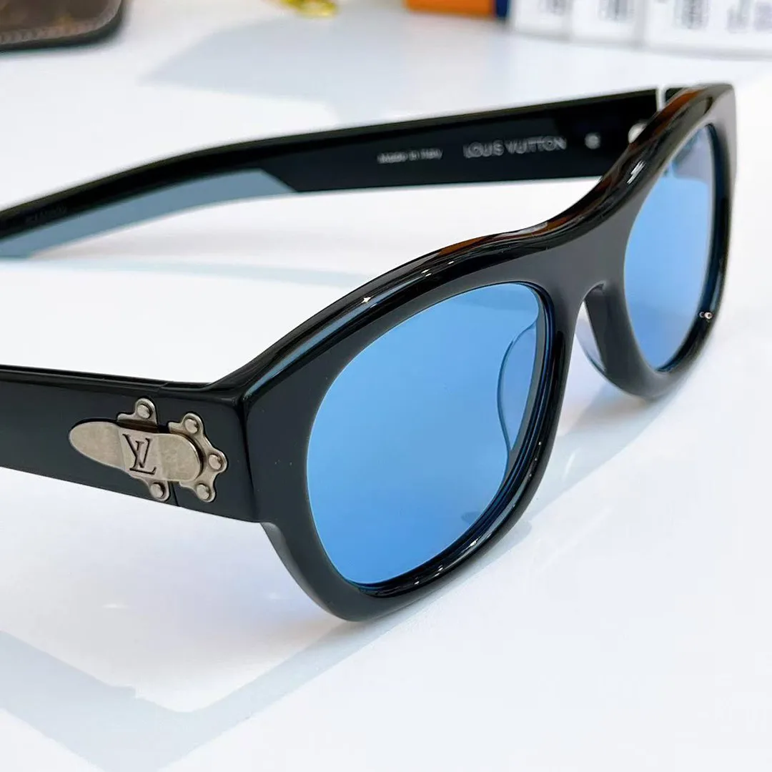 Z3089U Frog Round Square Sunglasses Blue Lenses