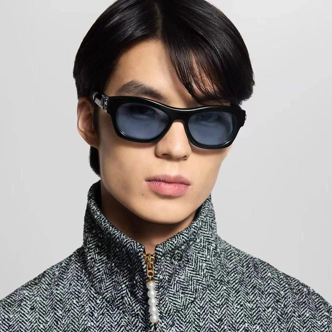 Z3089U Frog Round Square Sunglasses Blue Lenses