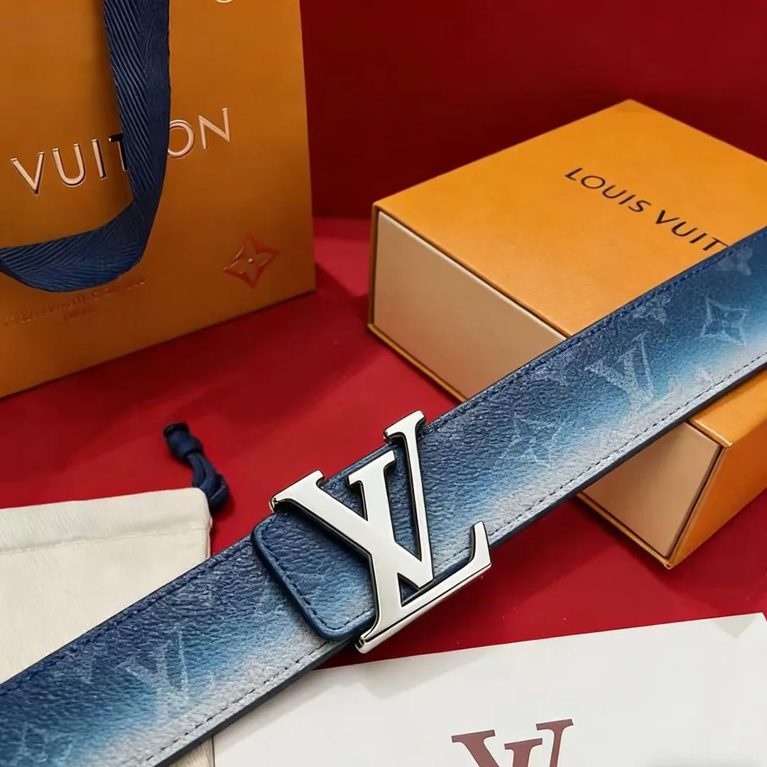 M4723V L.V Initiales Monogram Pigment 40mm Reversible Belt Blue