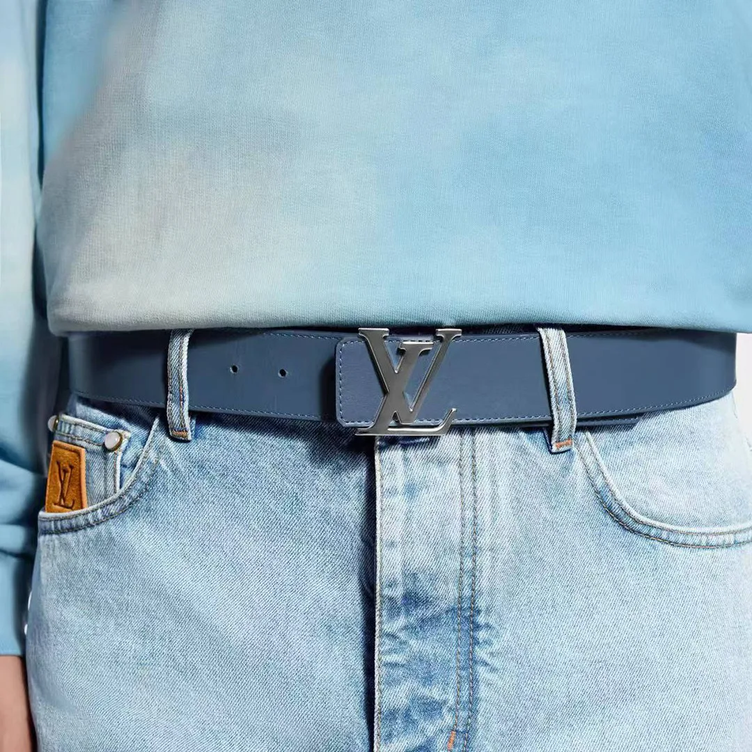 M4723V L.V Initiales Monogram Pigment 40mm Reversible Belt Blue