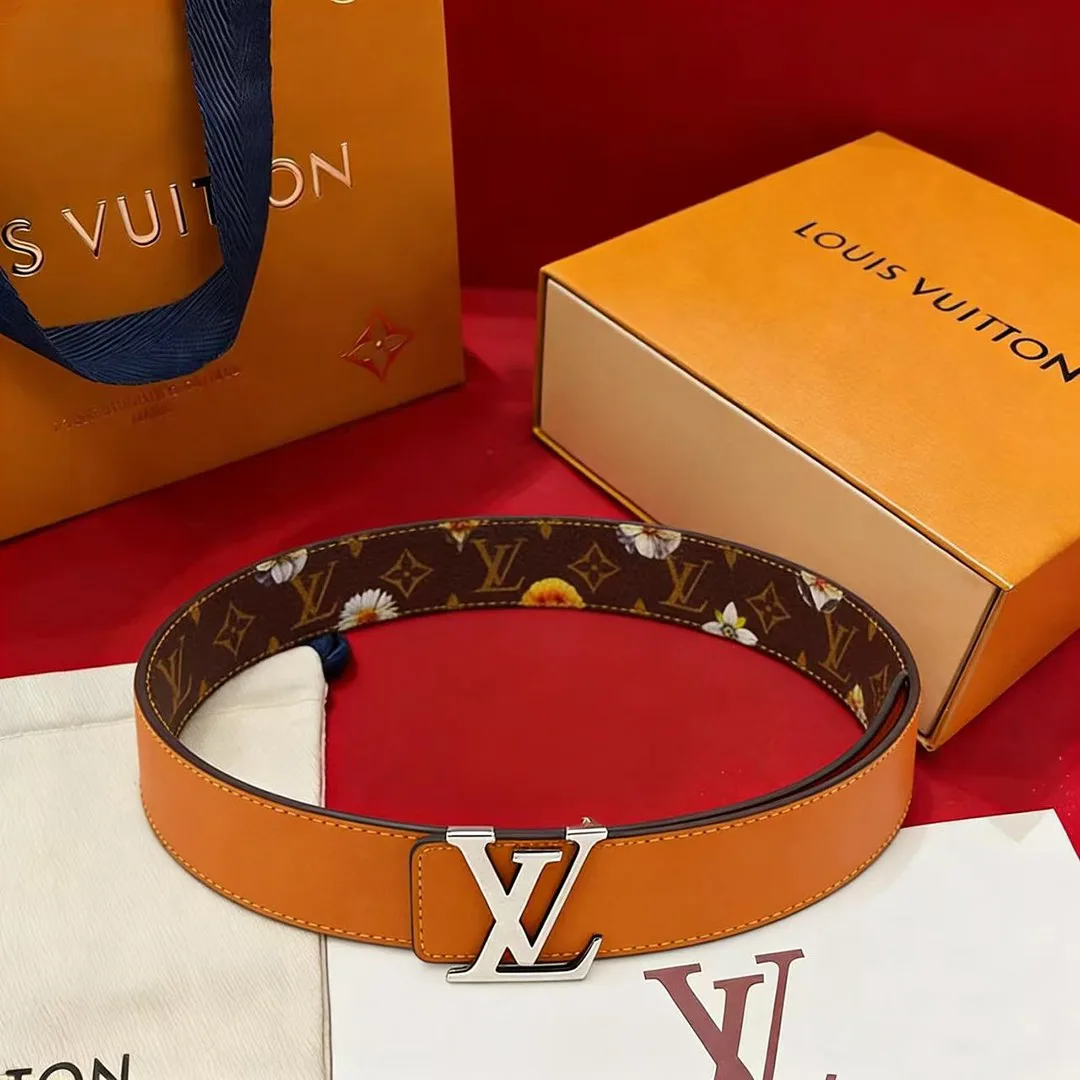M4637V L.V Initiales Monogram Flower 40mm Reversible Belt Monogram Brown