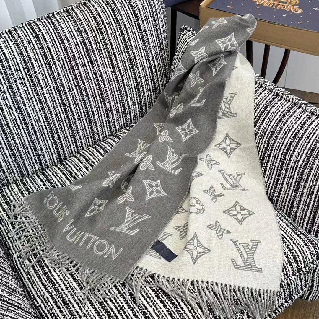 M79126 Monogram Shadow Scarf Light Gray
