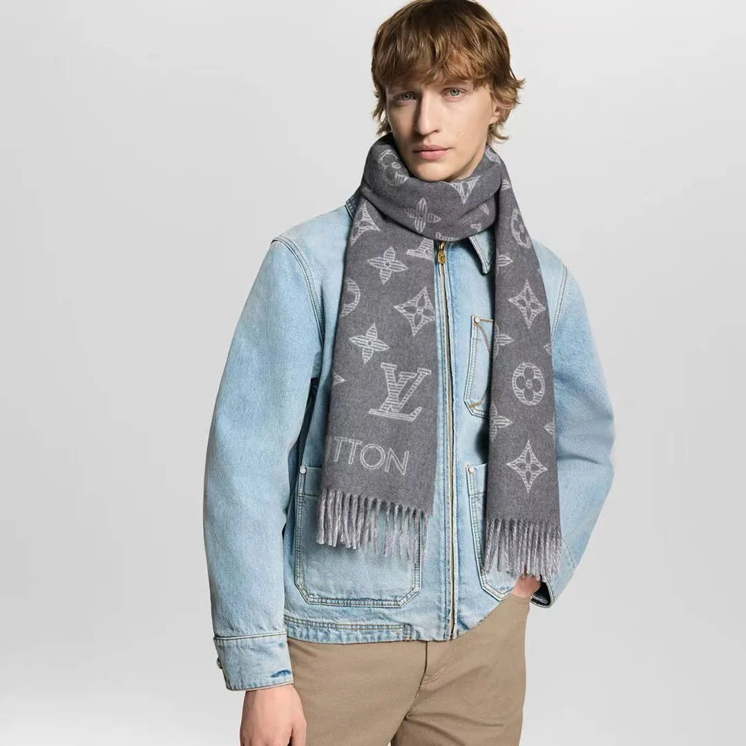 M79126 Monogram Shadow Scarf Light Gray
