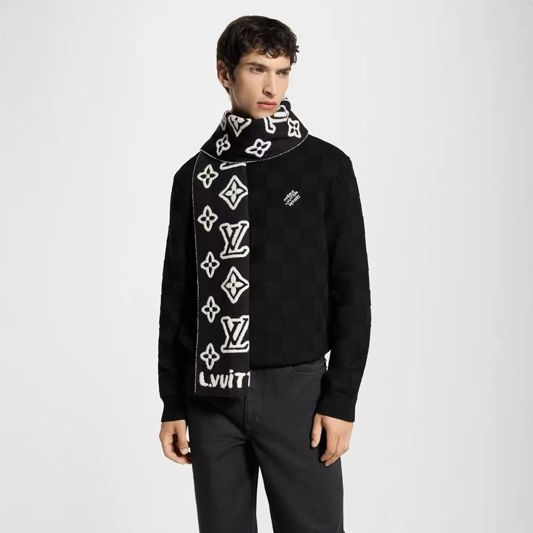 M96963 Monogram Hip Knitted Scarf Black Light Grey