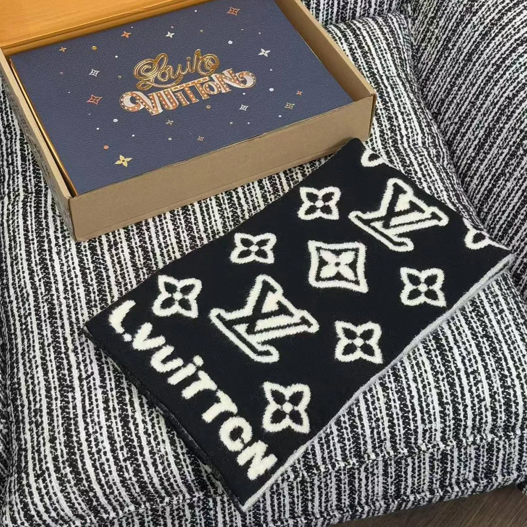 M96963 Monogram Hip Knitted Scarf Black Light Grey