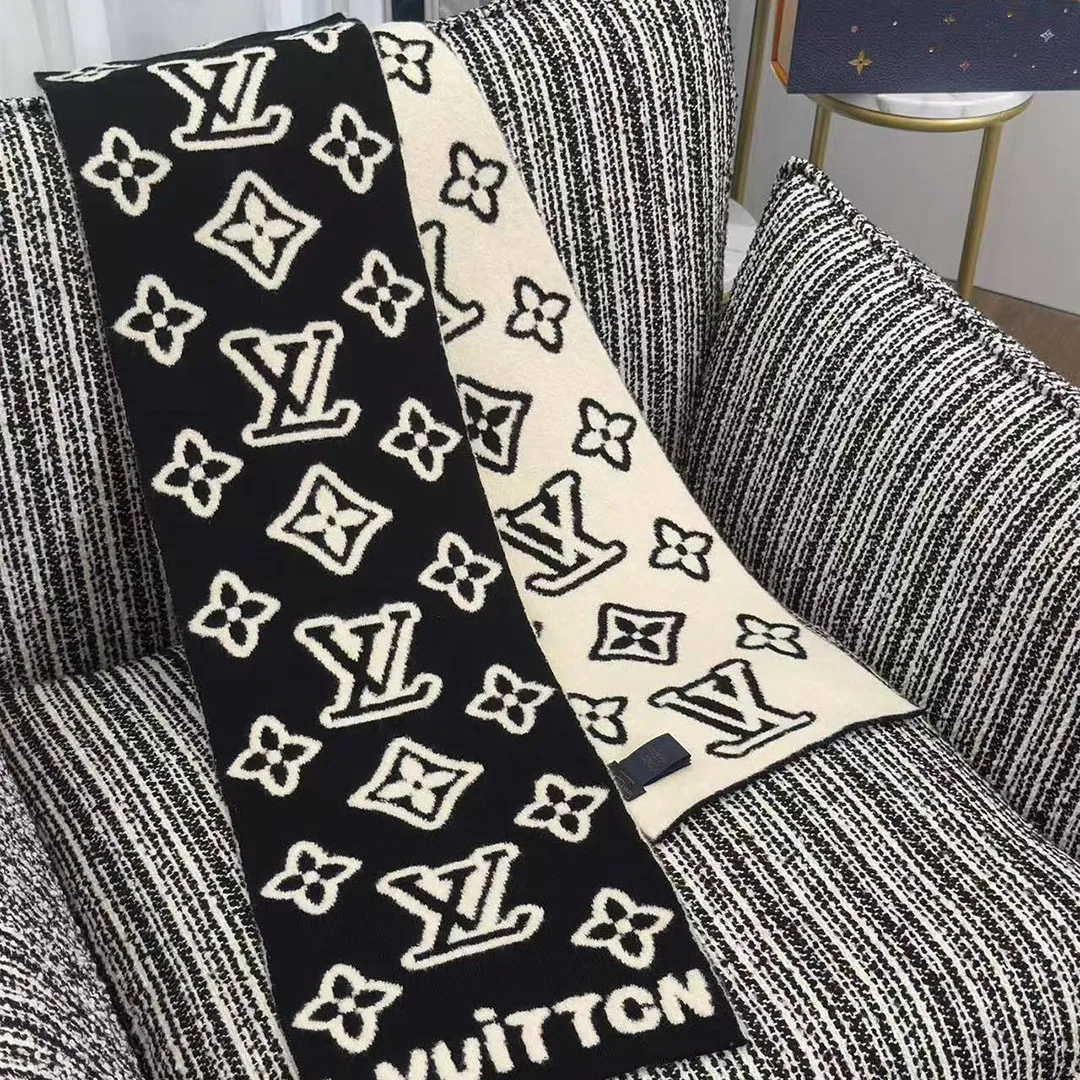 M96963 Monogram Hip Knitted Scarf Black Light Grey