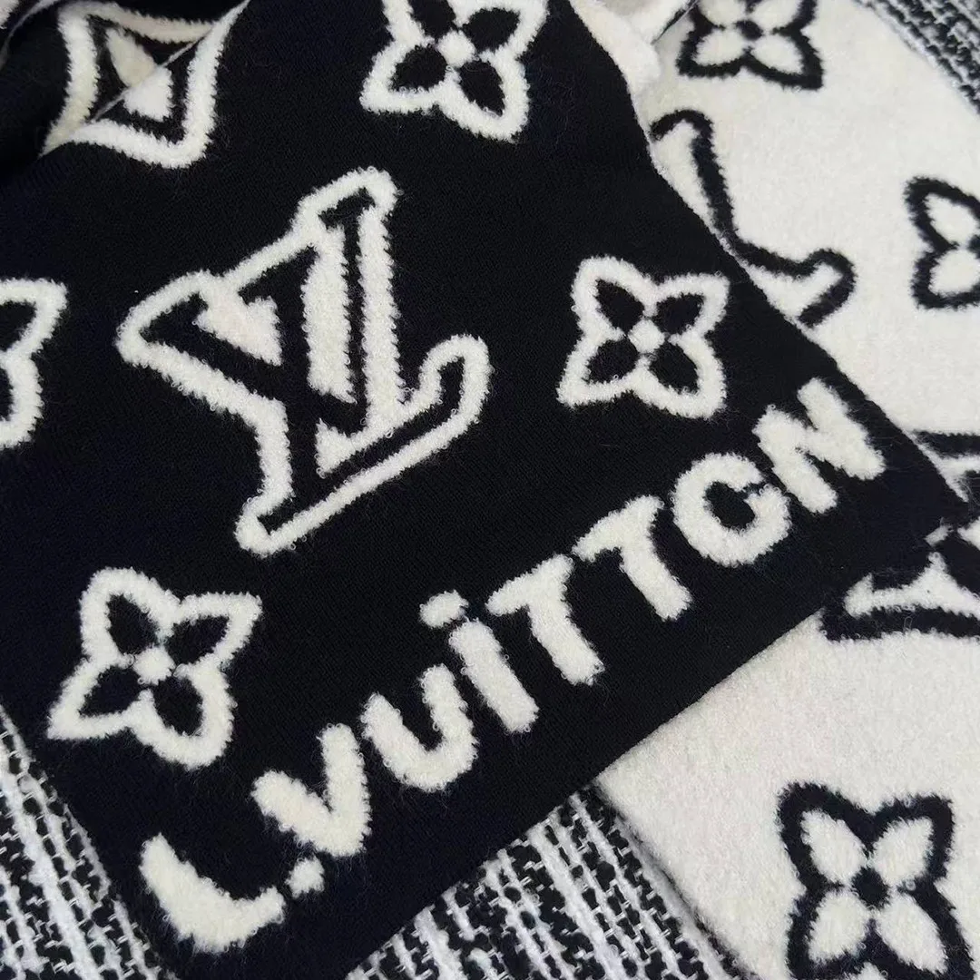 M96963 Monogram Hip Knitted Scarf Black Light Grey