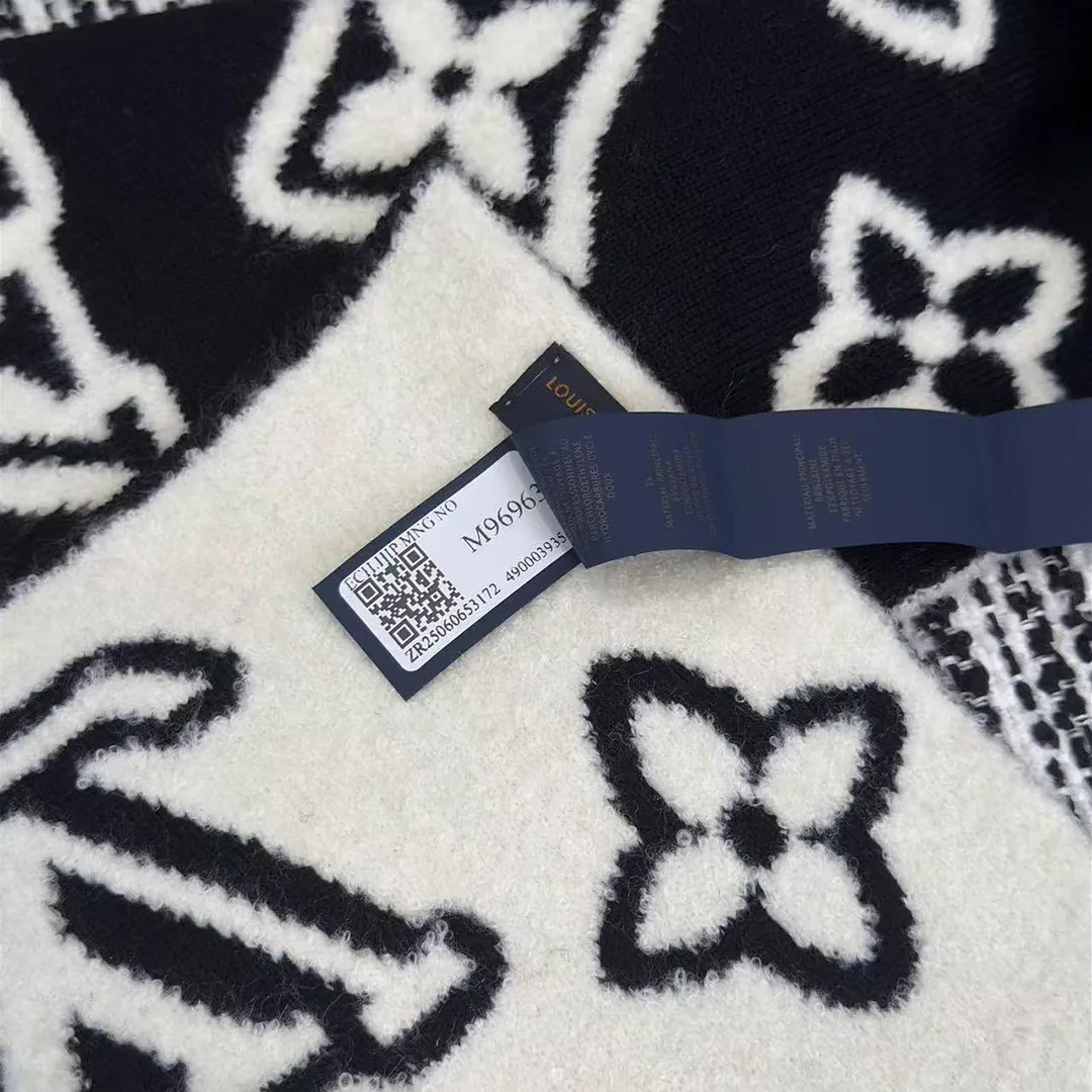 M96963 Monogram Hip Knitted Scarf Black Light Grey