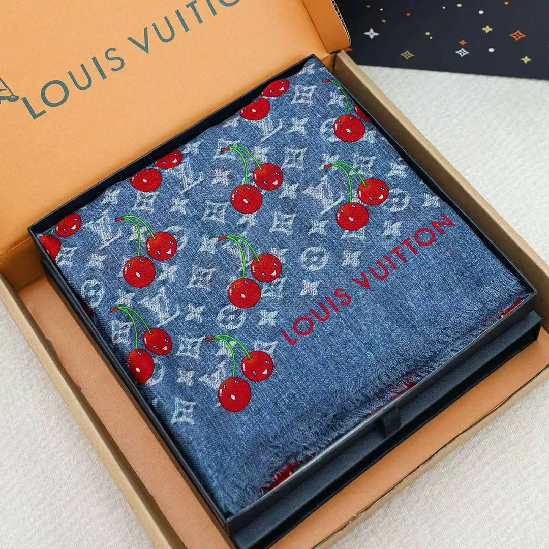 M96379 L.V x TM Denim Cerise Shawl Denim Blue