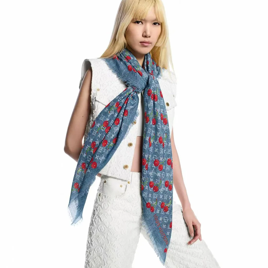 M96379 L.V x TM Denim Cerise Shawl Denim Blue