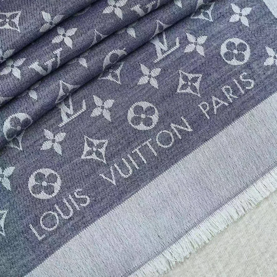 M71376 Monogram Denim Shawl Blue Monogram Pattern
