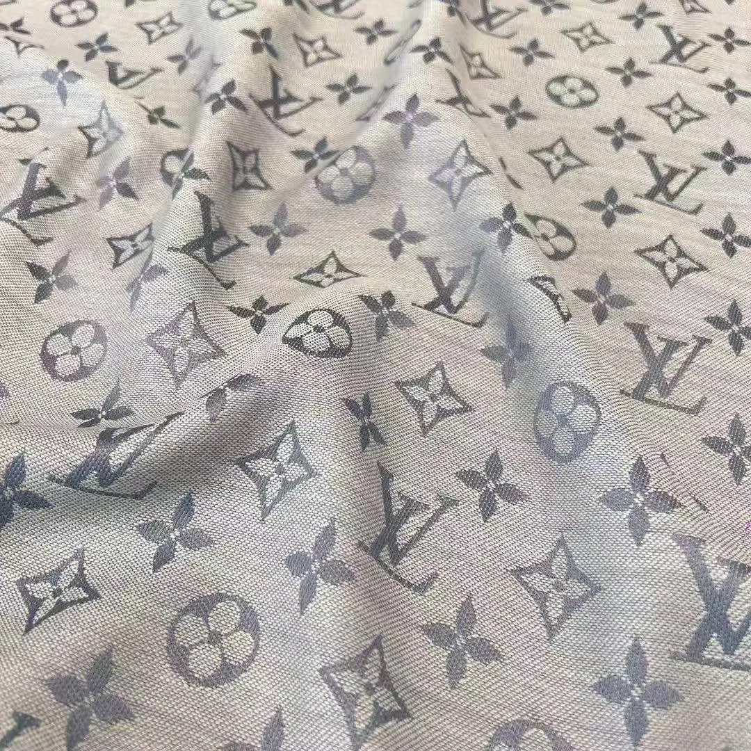 M71382 Monogram Denim Shawl Light Blue Monogram Pattern