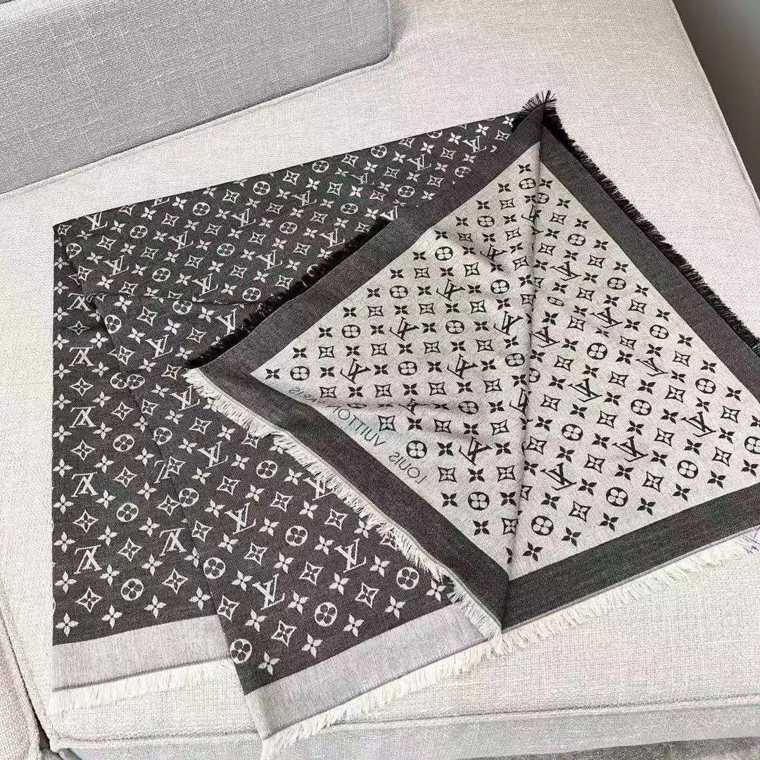 M71378 Monogram Denim Shawl Black Monogram Pattern