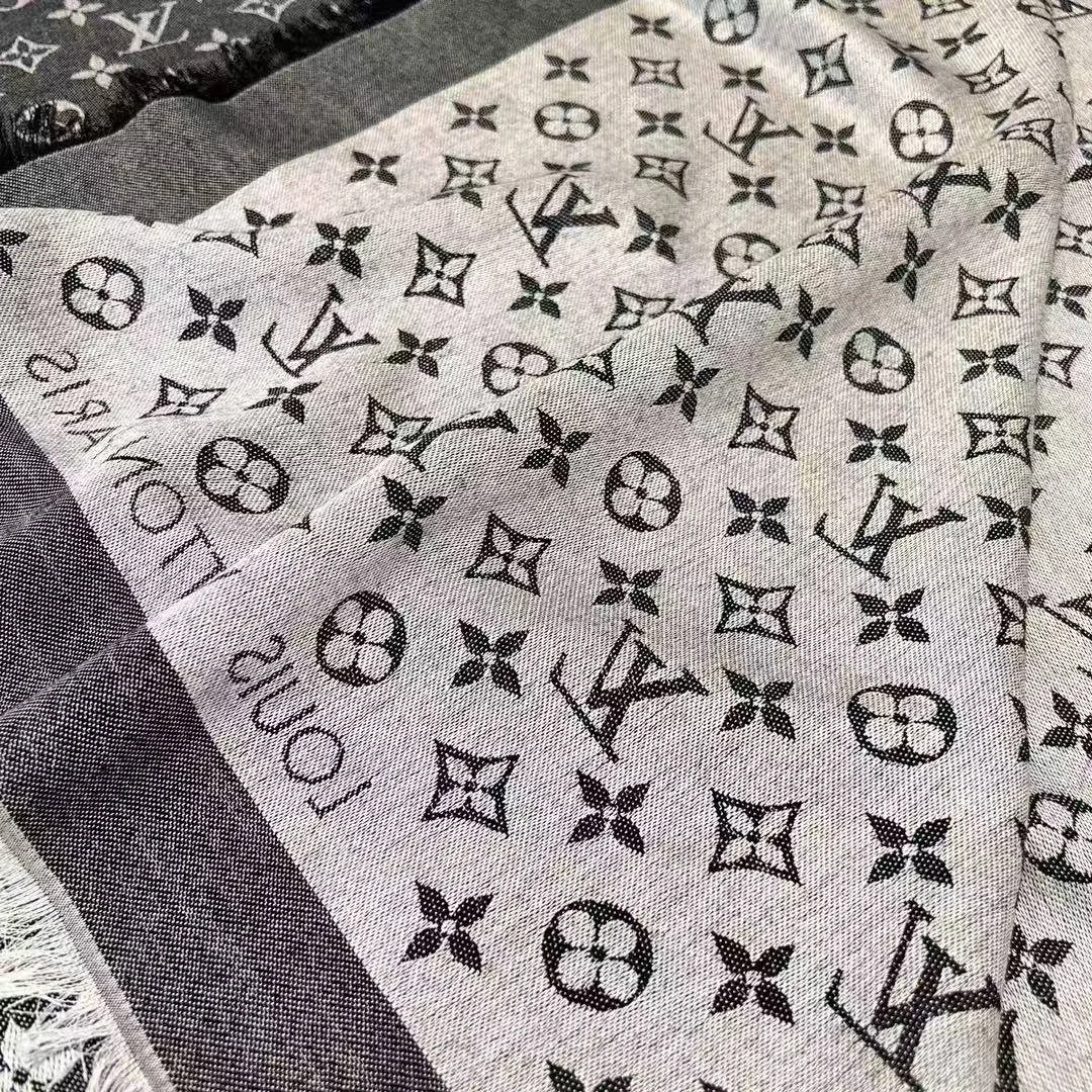 M71378 Monogram Denim Shawl Black Monogram Pattern