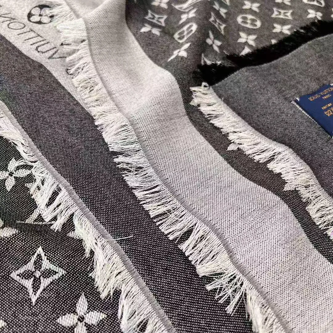M71378 Monogram Denim Shawl Black Monogram Pattern