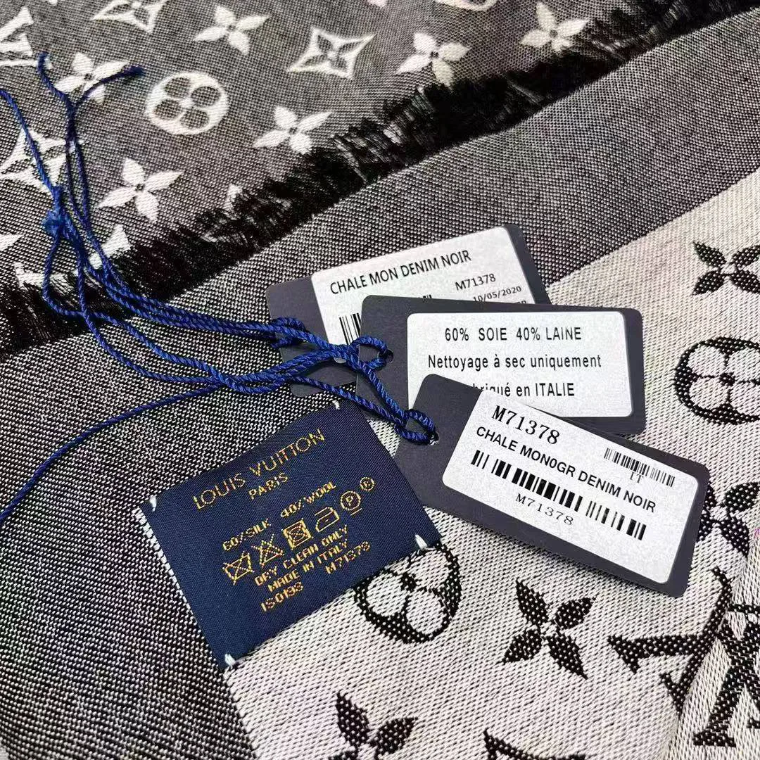 M71378 Monogram Denim Shawl Black Monogram Pattern