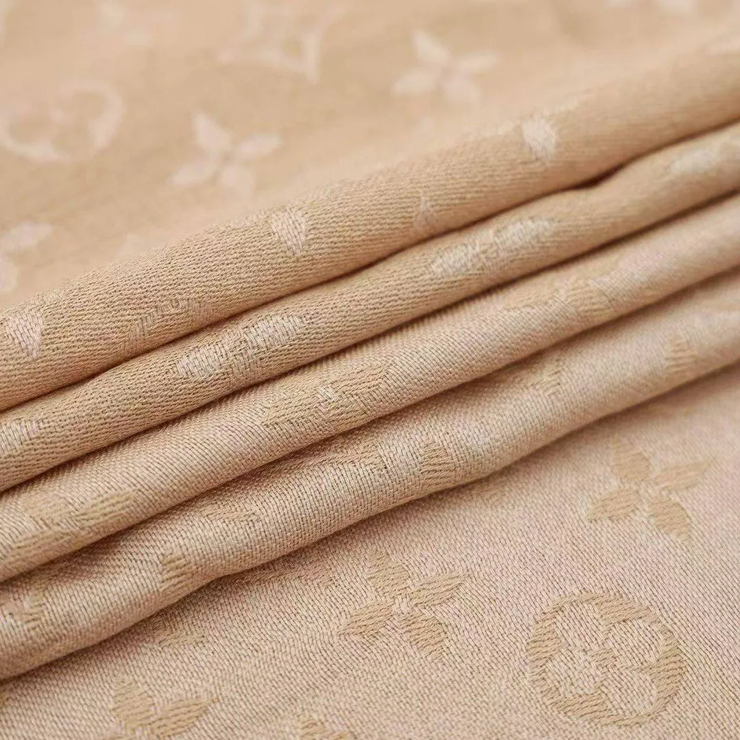 M76068 Monogram Denim Shawl Beige Rose Monogram Pattern