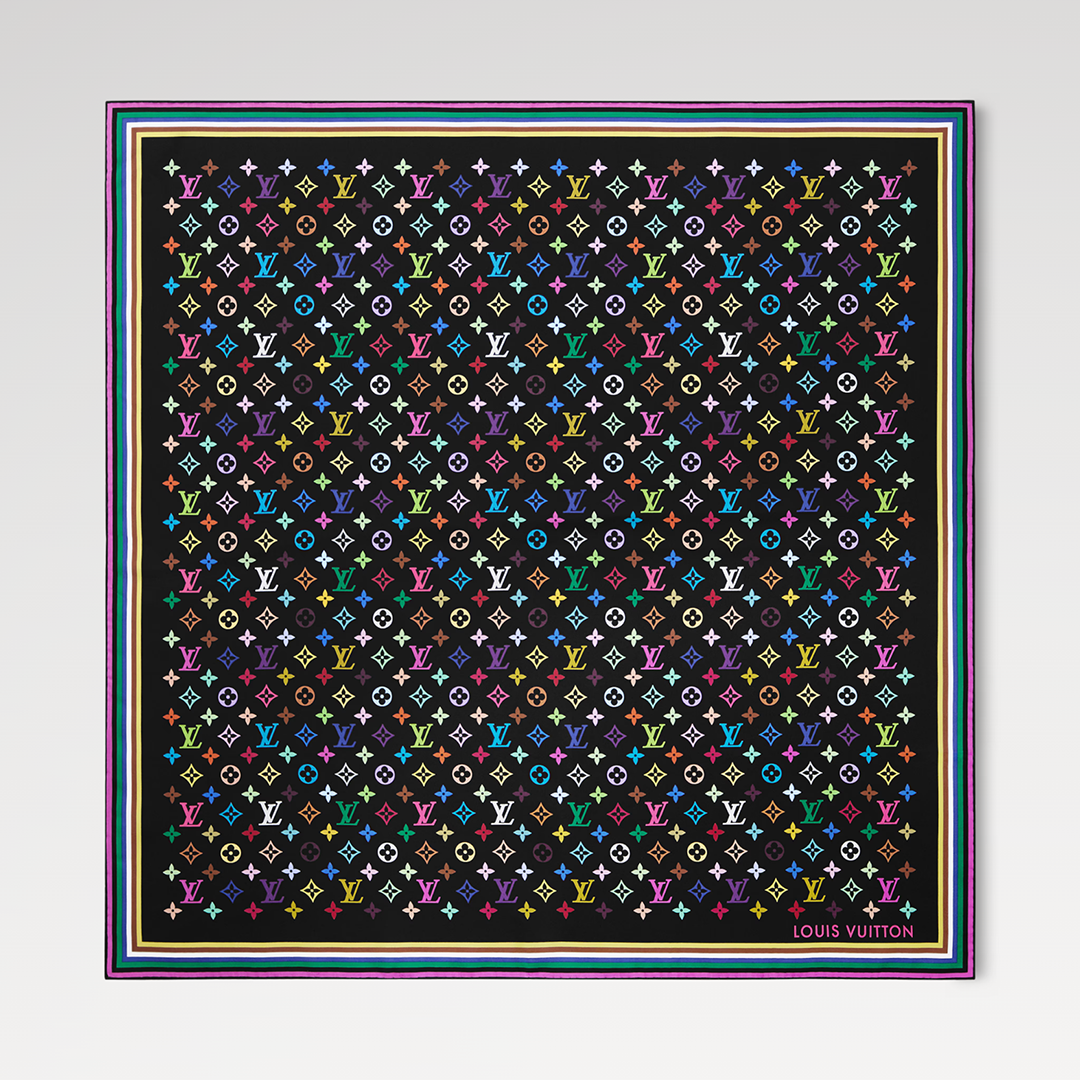 M96095 L.V x TM Monogram Multicolor Square 90 Black Monogram Pattern