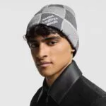M92736 Damier Heritage Beanie Gray Damier Print 100% Wool - M92737 2 M92736 Damier Heritage Beanie Gray Damier Print 100% Wool