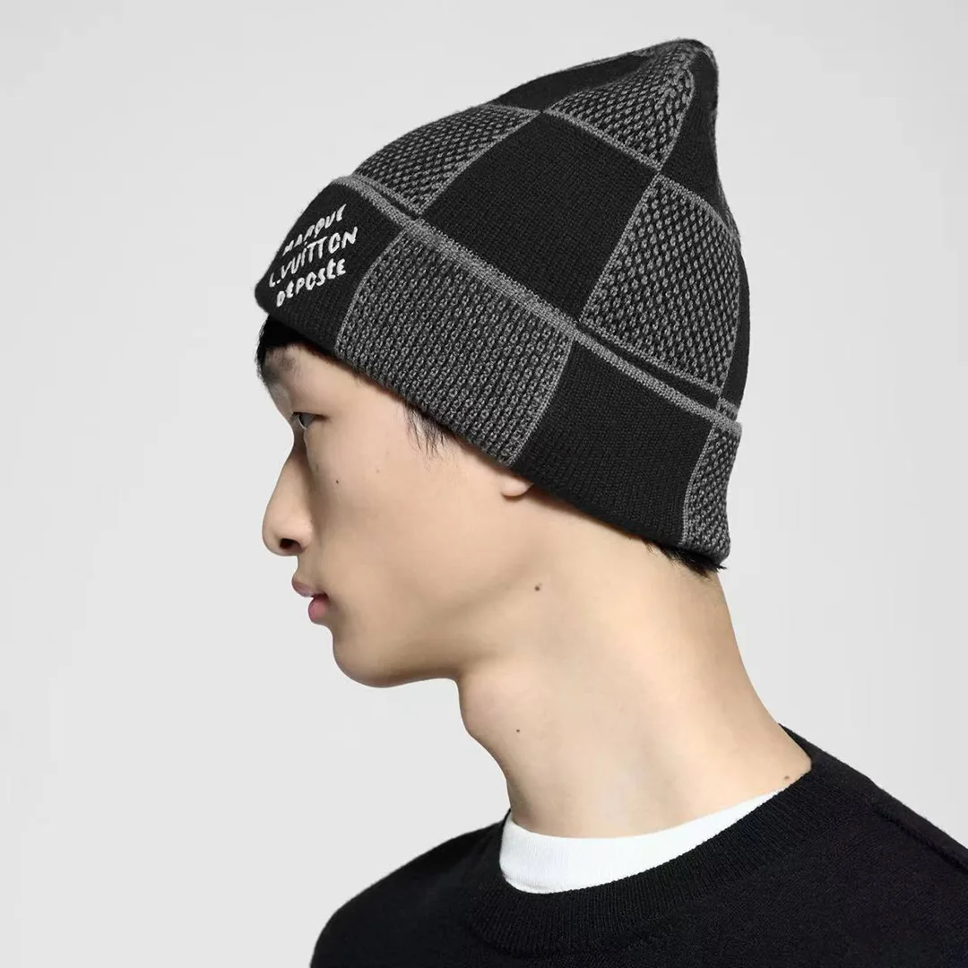 M92737 Damier Heritage Beanie Black Damier Print 100% Wool